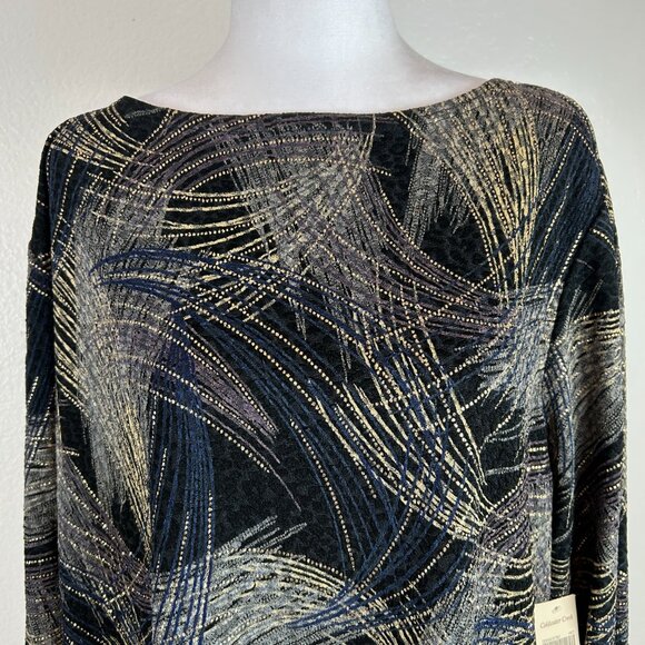 COLDWATER CREEK Women Size 2x Multicolor Crew Neck 3/4 Sleeve Blouse Beautiful - Picture 2 of 12